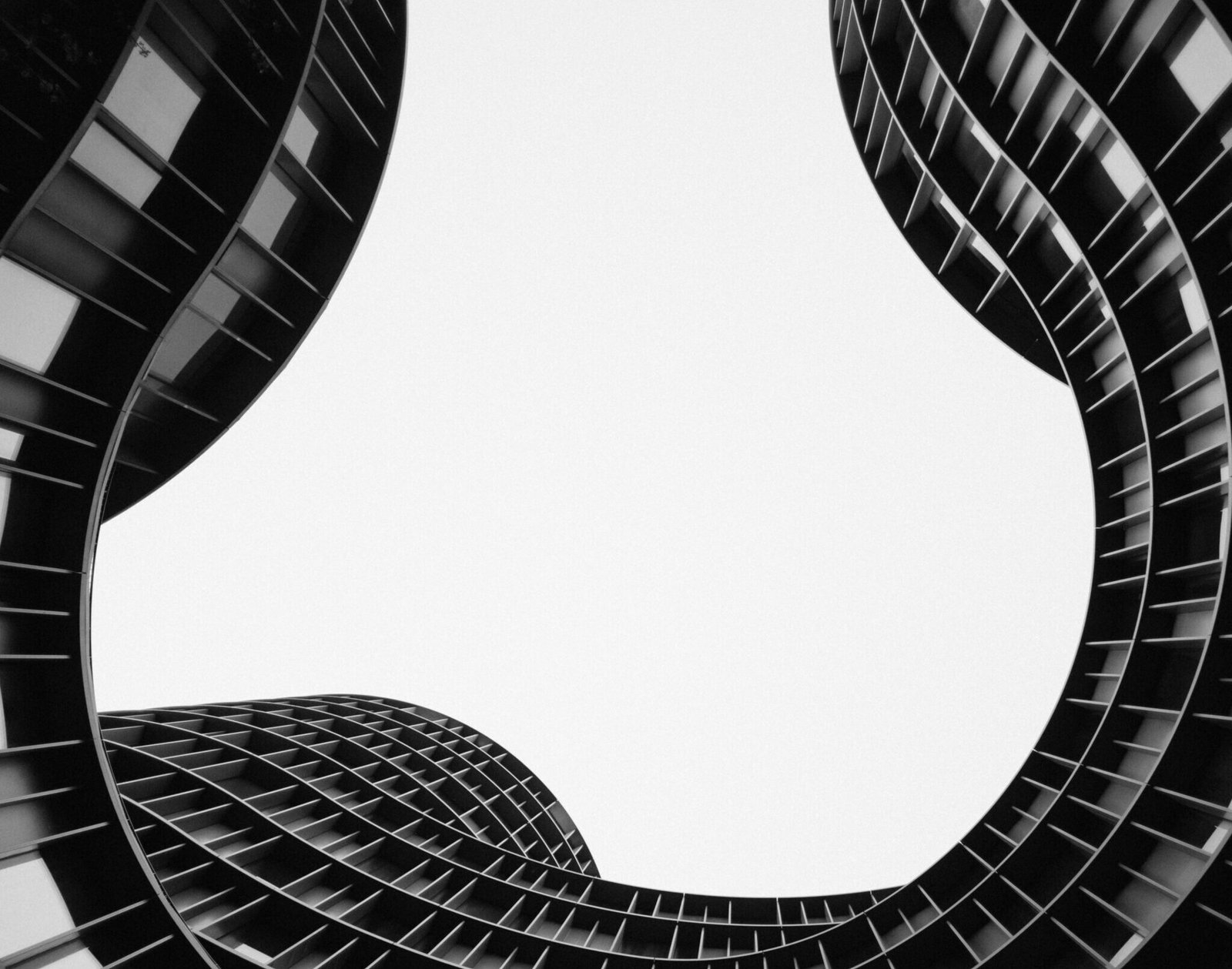 grayscale photo of low angle view of building